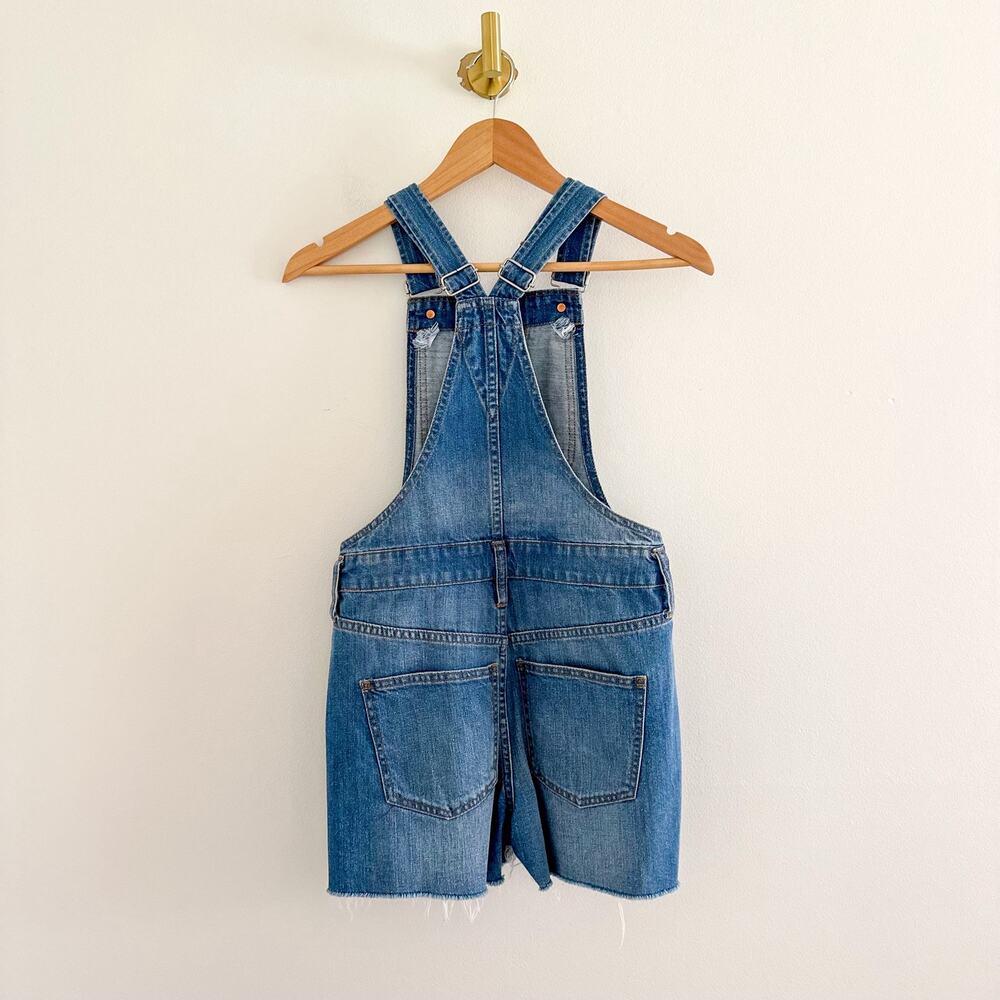 Madewell Adirondack Denim Raw Hem Short Overalls Blue XXS - Picture 2 of 11